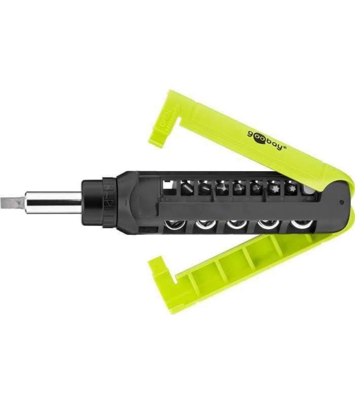 set surubelnita cu clichet 8biti crv si 5 tubulare 3x phillips ph0 ph1 ph2 3x capete plane 3mm 5mm 6mm 2x torx t15 t20 1x adapto 2