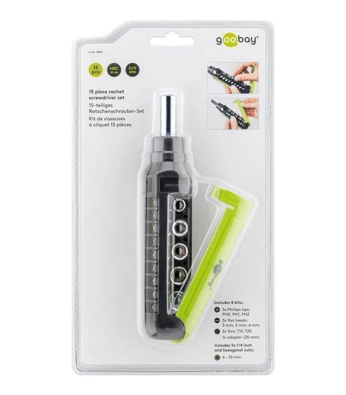 set surubelnita cu clichet 8biti crv si 5 tubulare 3x phillips ph0 ph1 ph2 3x capete plane 3mm 5mm 6mm 2x torx t15 t20 1x adapto 5