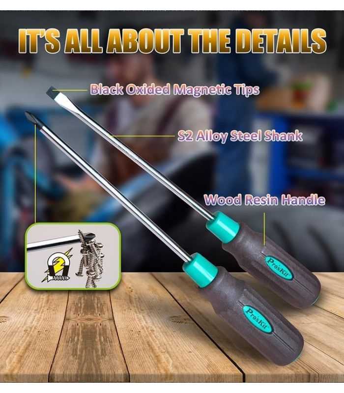 Set Surubelnite Cruce Ph2x150mm Si Plata Sl60x150mm Rezistenta La Ulei Proskit Sd 9523