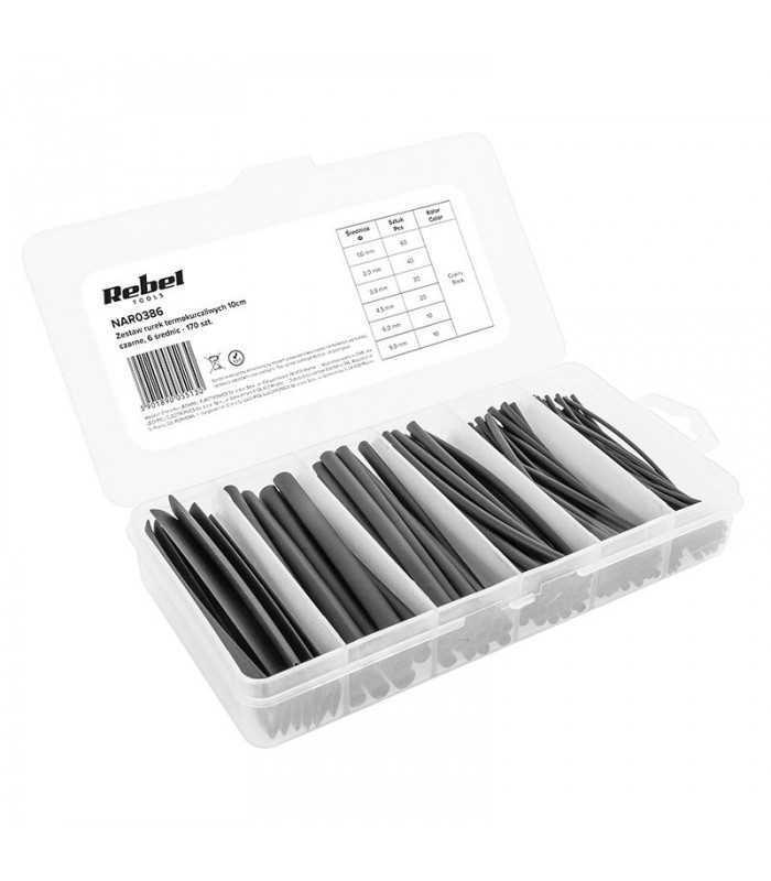 Set tuburi termocontractabile 10cm negre 170buc