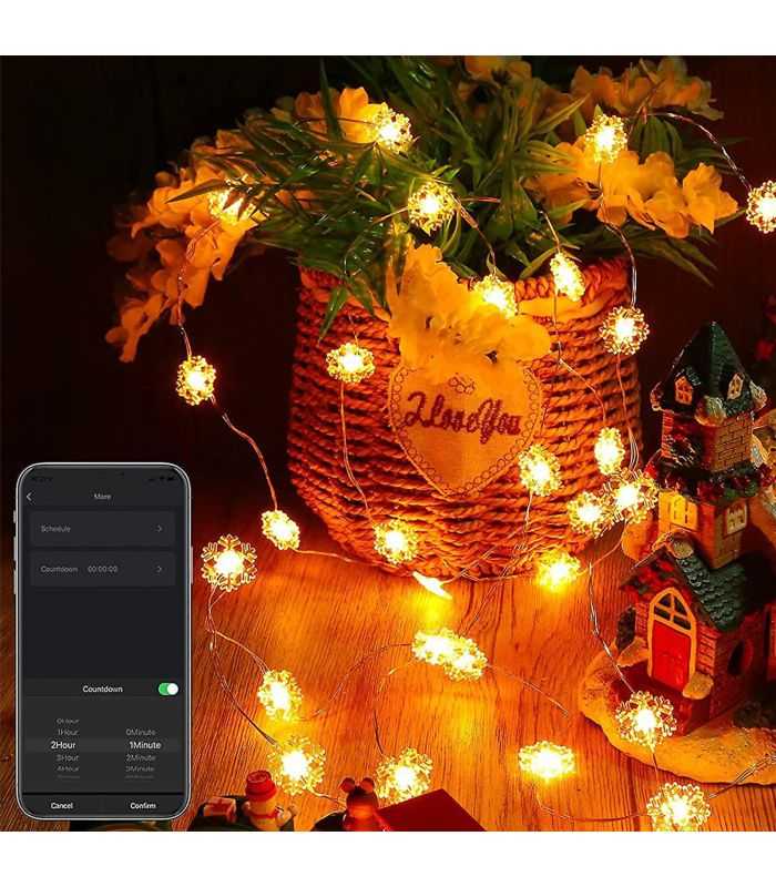 Sir De Lumina Inteligenta Fulg De Zapada Usb 20 Led Micro Rgbic 16 Milioane De Culori 2m Ip55 Wi Fi Bluetooth 50