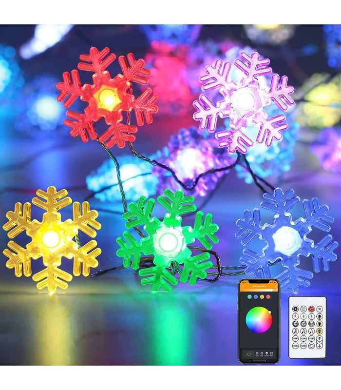 Sir De Lumina Inteligenta Fulg De Zapada Usb 20 Led Micro Rgbic 16 Milioane De Culori 2m Ip55 Wi Fi Bluetooth 50