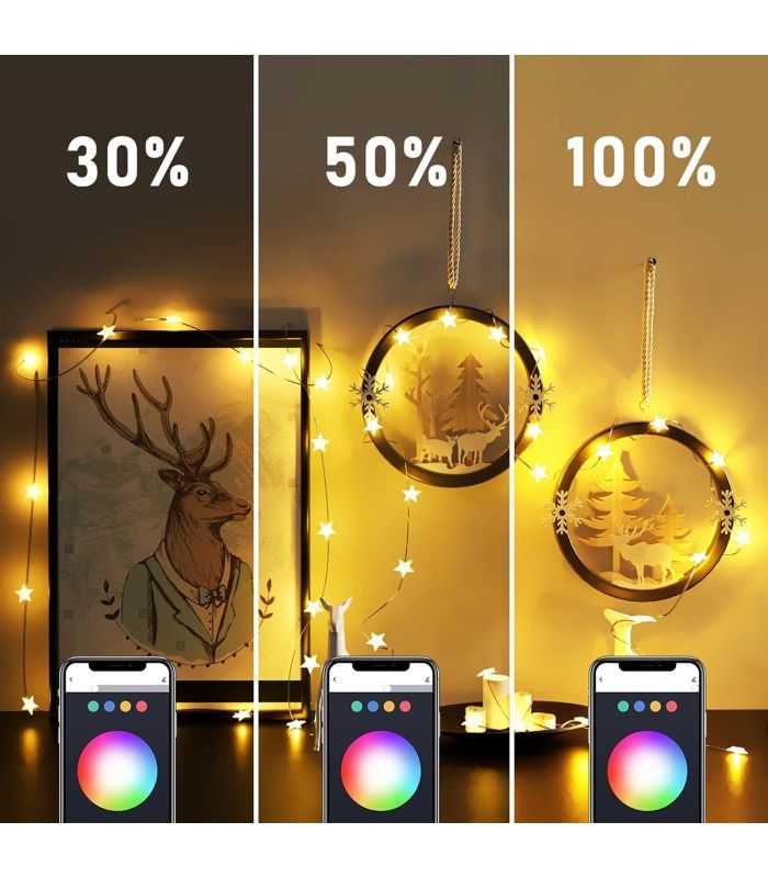 Sir De Lumina Inteligenta Wi Fi Stea Usb 20 Led Micro Rgbic Rgbic 16 Milioane De Culori 2m Bluetooth 50 Ip55