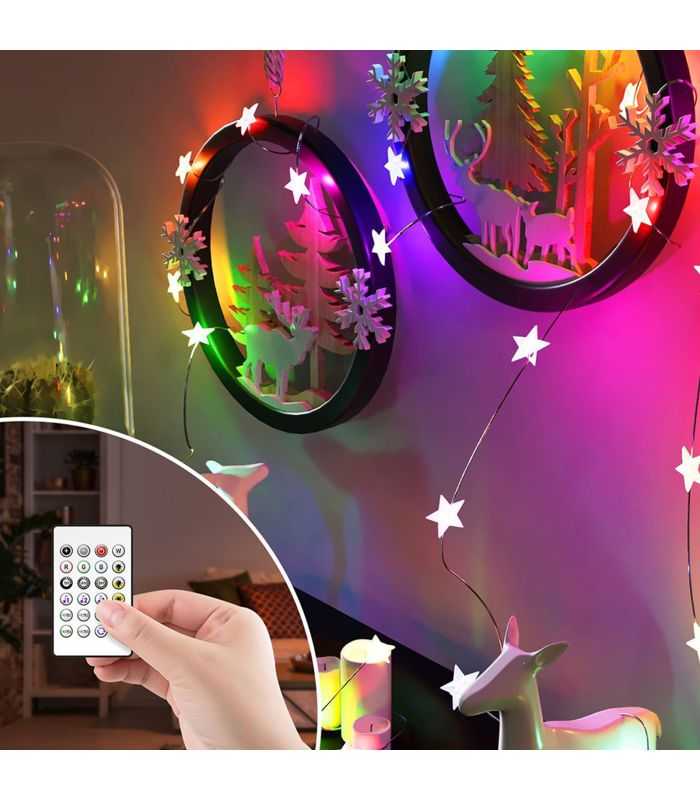 Sir De Lumina Inteligenta Wi Fi Stea Usb 20 Led Micro Rgbic Rgbic 16 Milioane De Culori 2m Bluetooth 50 Ip55