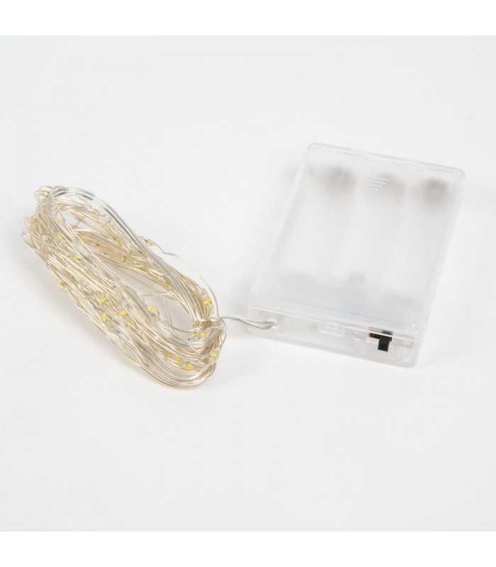 sir de lumini led festiv 5m 50led alb rece 3x aa 1