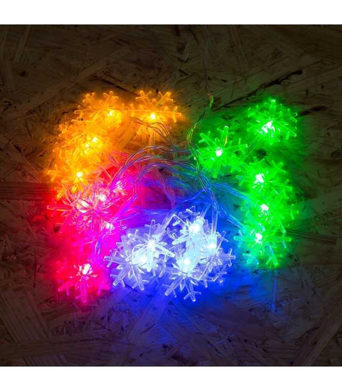 sir lumini 20 led fulgi de zapada multicolor pe baterii 2m phenom lighting technology 1