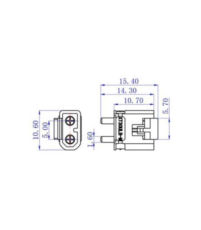 soclu alimentare dc xt30 tata 2 pini pentru pcb tht 15a 500v amass xt30ulw m 1