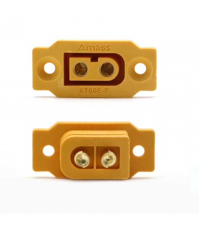 Soclu Alimentare Dc Xt60 Mama 2pini Lipire Montare Pe Panou 30a 500v Galbena Amass Xt60e F