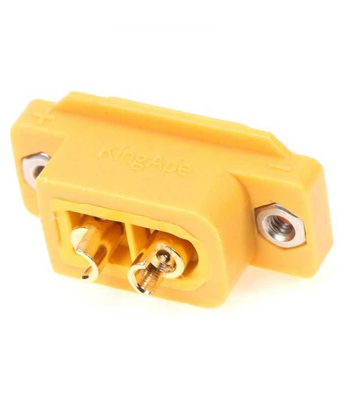 Soclu Alimentare Dc Xt60 Mama 2pini Lipire Montare Pe Panou 30a 500v Galbena Amass Xt60e F