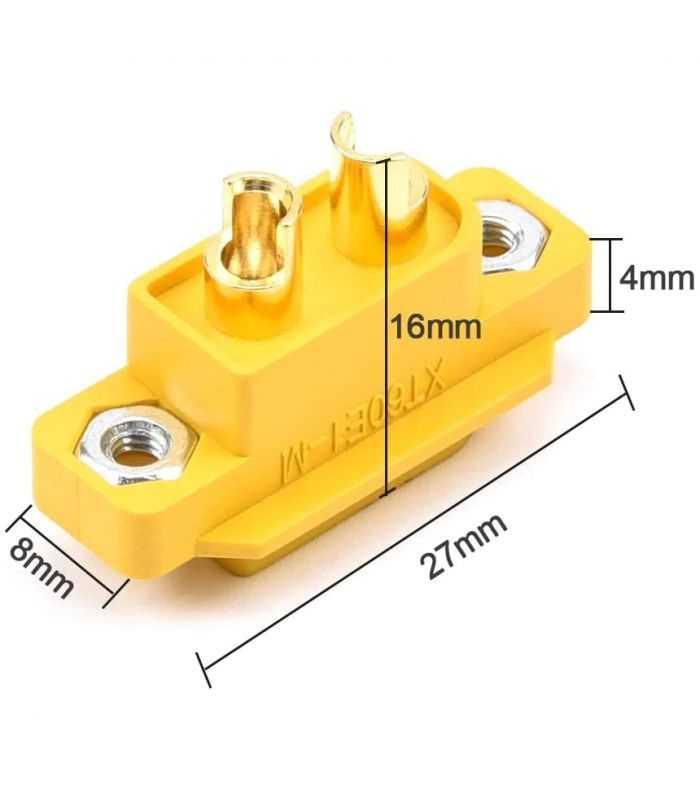 Soclu alimentare DC XT60 tata 2pini lipire montare pe panou 30A 500V galbena AMASS XT60E1-M / XT60E-M 7 Soclu Alimentare Dc Xt60 Tata 2pini Lipire Montare Pe Panou 30a 500v Galbena Amass Xt60e1 M Xt60e M