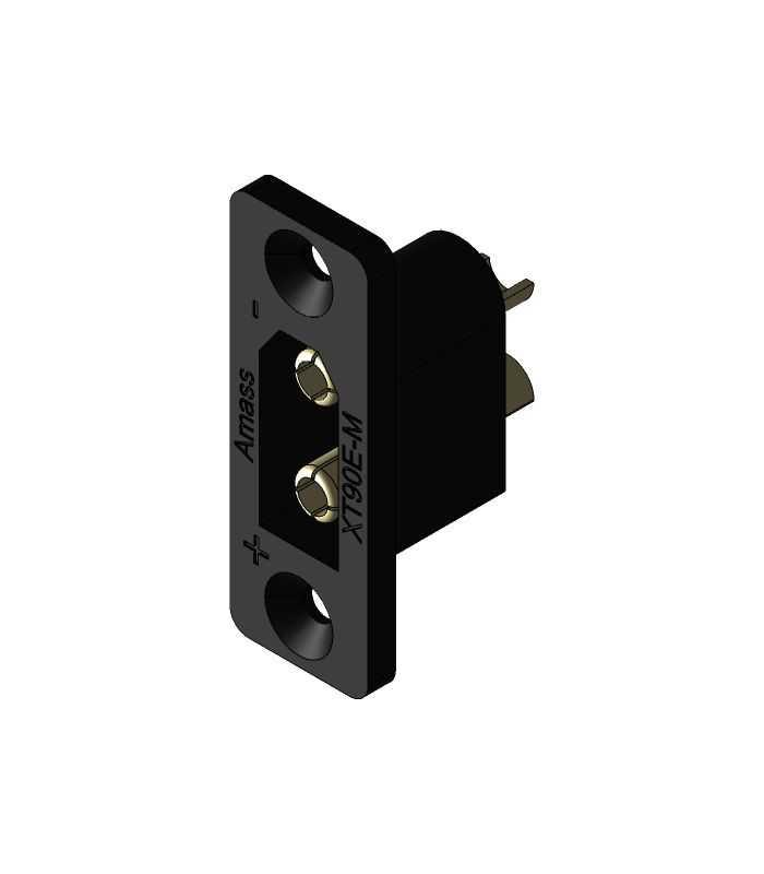 Soclu Alimentare Dc Xt90 Tata Pe Panou 2 Pini Lipire 30a 500v Negru Amass Xt90e M