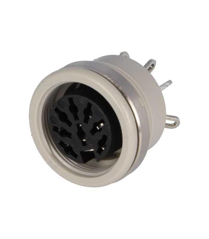 Soclu DIN 8 pini mama 262 grade lipire cu piulita din spate montare pe panou HIRSCHMANN 930537517 MAB 8100 S