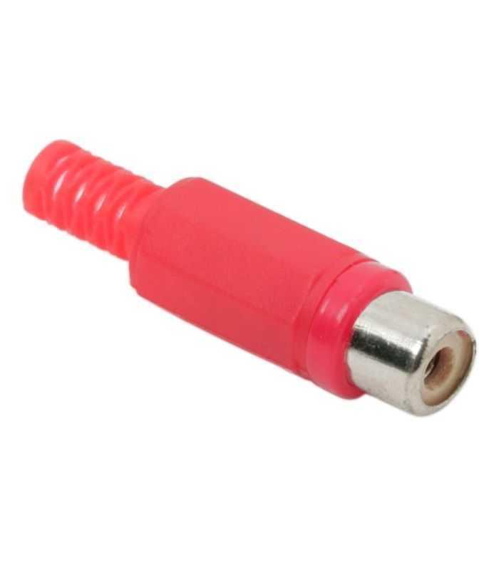 Soclu RCA mama executie plastic rosu cu protectie pentru cablu