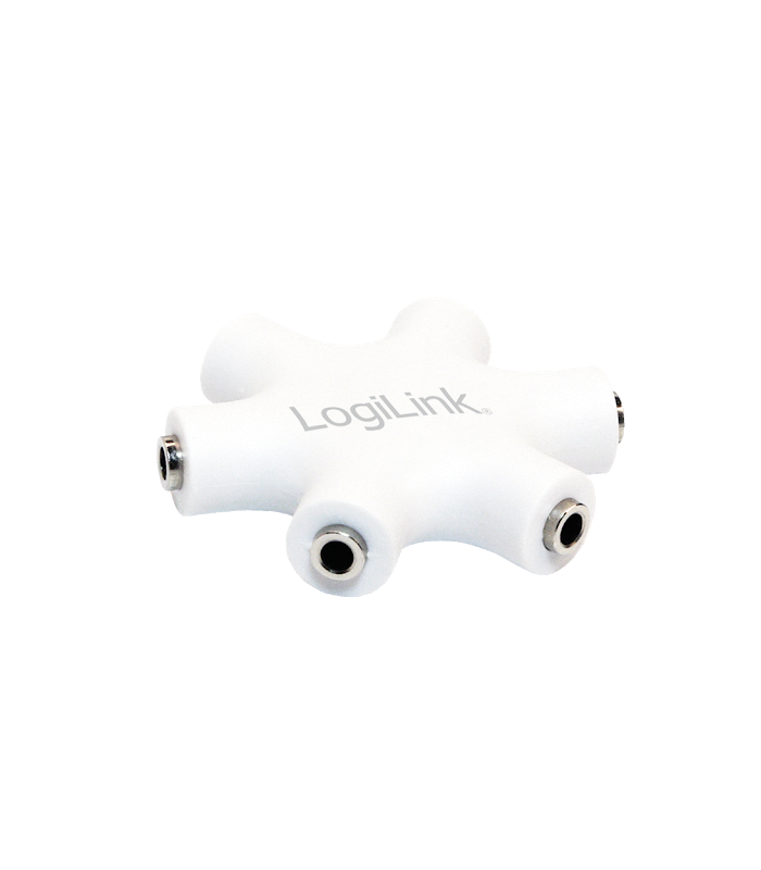 splitter adaptor jack 35 mm mama x6 stereo cu cablu 02m alb logilink ca1088 1