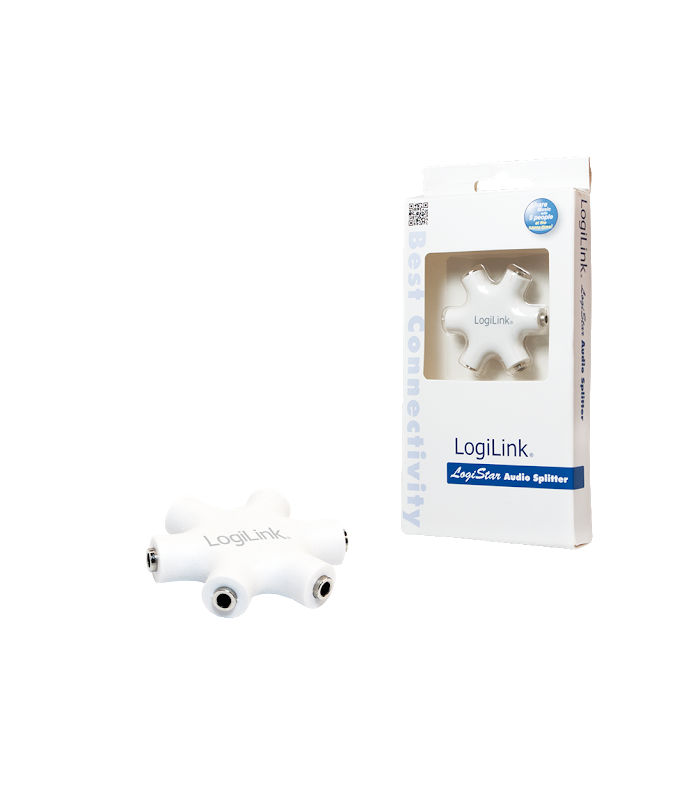Splitter adaptor Jack 3.5 mm mama x6 stereo +cu cablu 0.2m alb LOGILINK CA1088