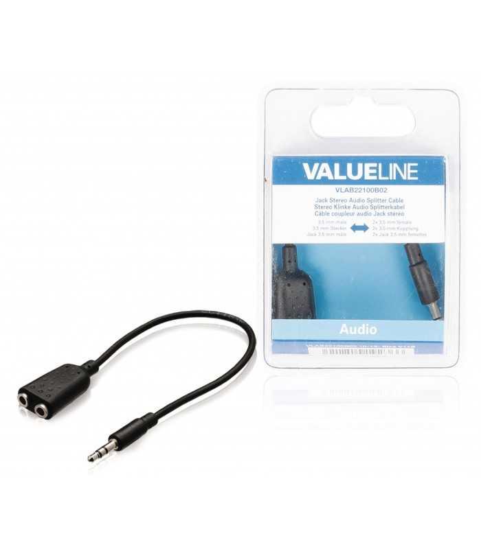 Splitter adaptor Jack 3.5 mm tata la 2x 3.5 mm mama 0.2m VALUELINE