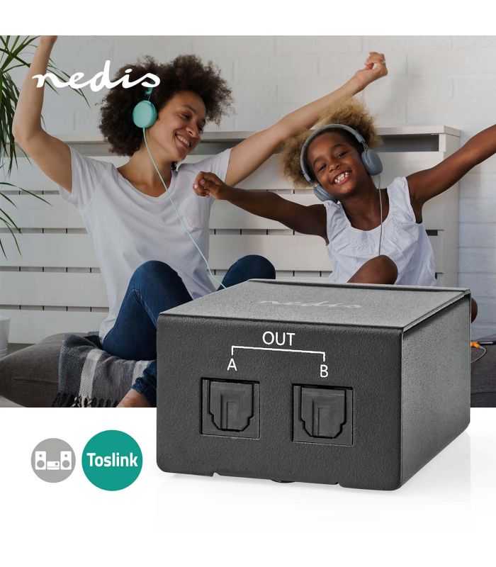 Splitter Audio 1x Toslink Mama La 2x Toslink Mama Negru Nedis Aspl2512bk