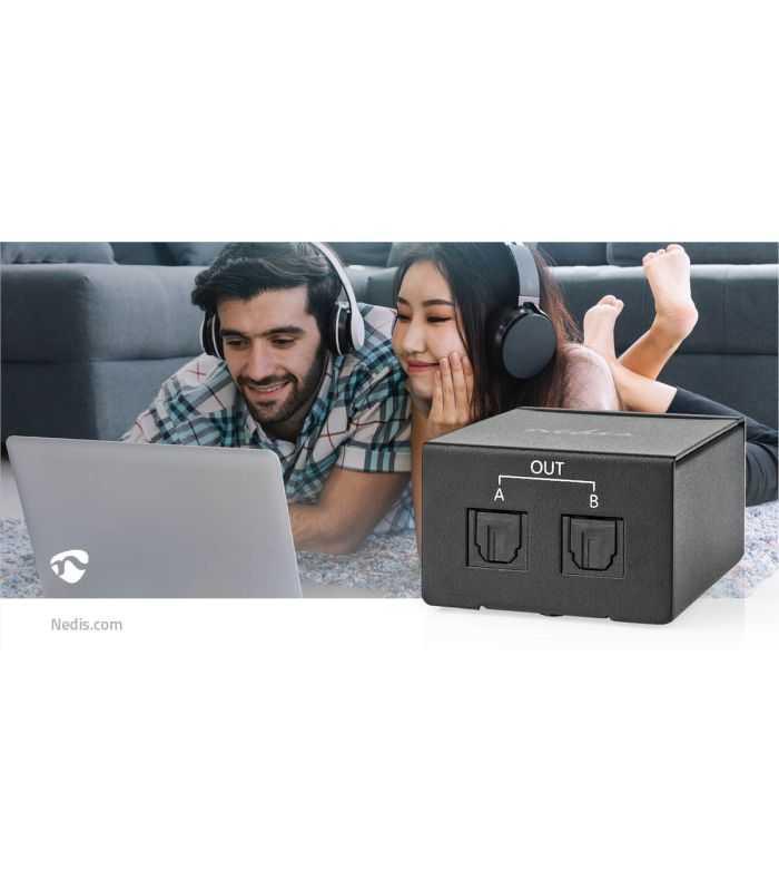 Splitter Audio 1x Toslink Mama La 2x Toslink Mama Negru Nedis Aspl2512bk