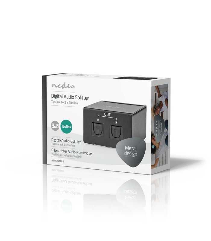 Splitter Audio 1x Toslink Mama La 2x Toslink Mama Negru Nedis Aspl2512bk