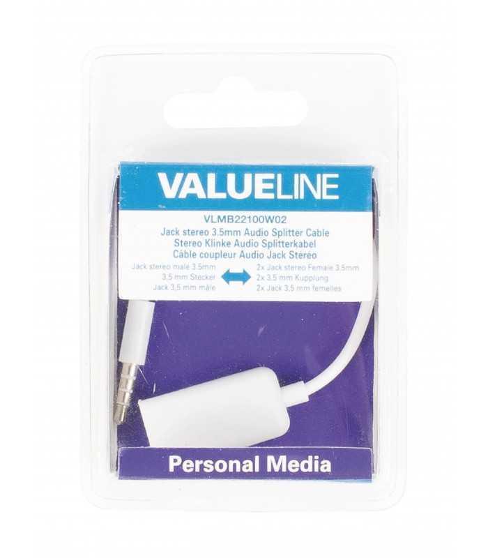 splitter audio stereo 35 mm tata 2x 35 mm mama 02m alb valueline 3