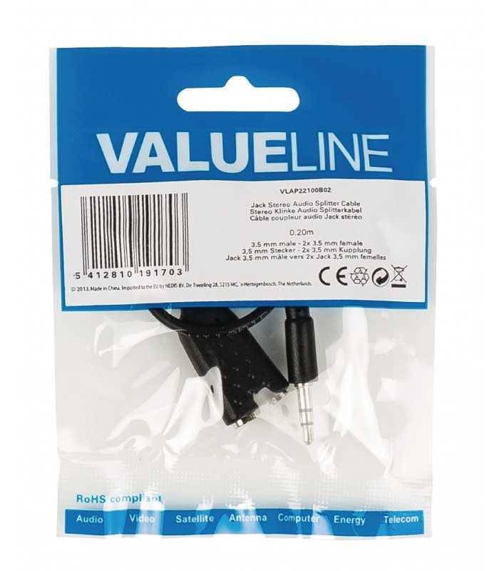 splitter audio stereo 35 mm tata 2x 35 mm mama 02m valueline 2