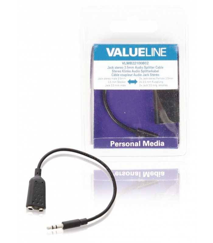 Splitter audio stereo Jack 3.5 mm tata - 2x 3.5 mm mama 0.2m Valueline