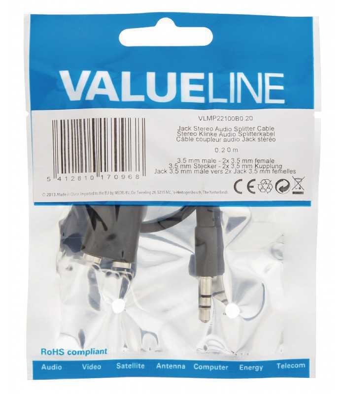 splitter cablu adaptor audio stereo jack 35 mm tata 2x 35 mm jack mama 02m valueline 3