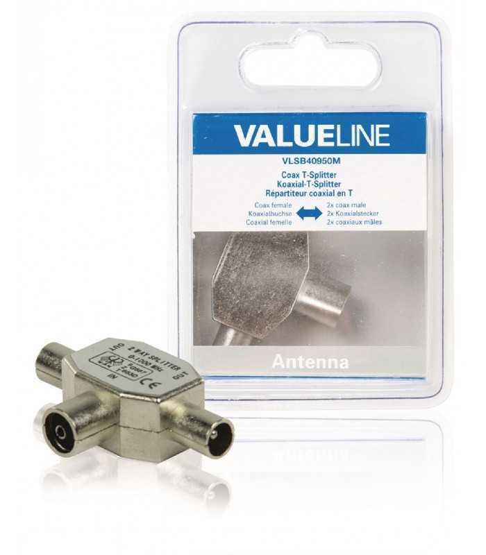 Splitter coaxial T metalic coaxial mama - 2x coaxial tata VALUELINE