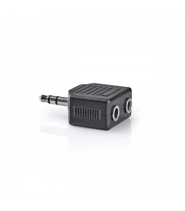 Splitter Jack audio 3.5 mm tata - 2x 3.5 mm mama negru Nedis