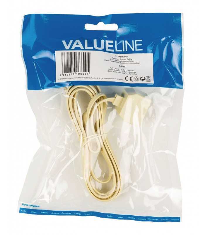 splitter rj11 tata 2x rj11 mama 2m crem valueline 2