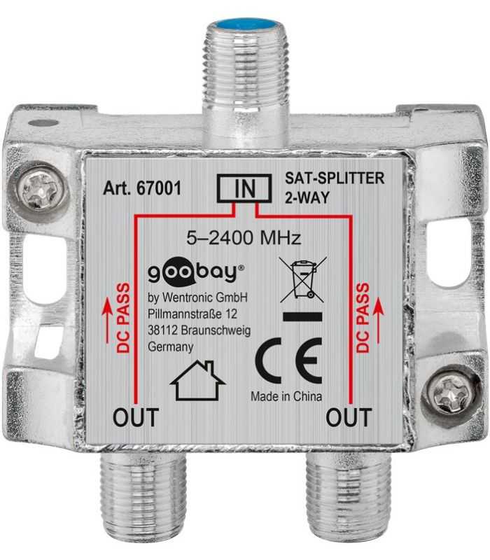 Splitter SAT 2 iesiri pentru dispozitive prin satelit 5-2400MHz Goobay 67001