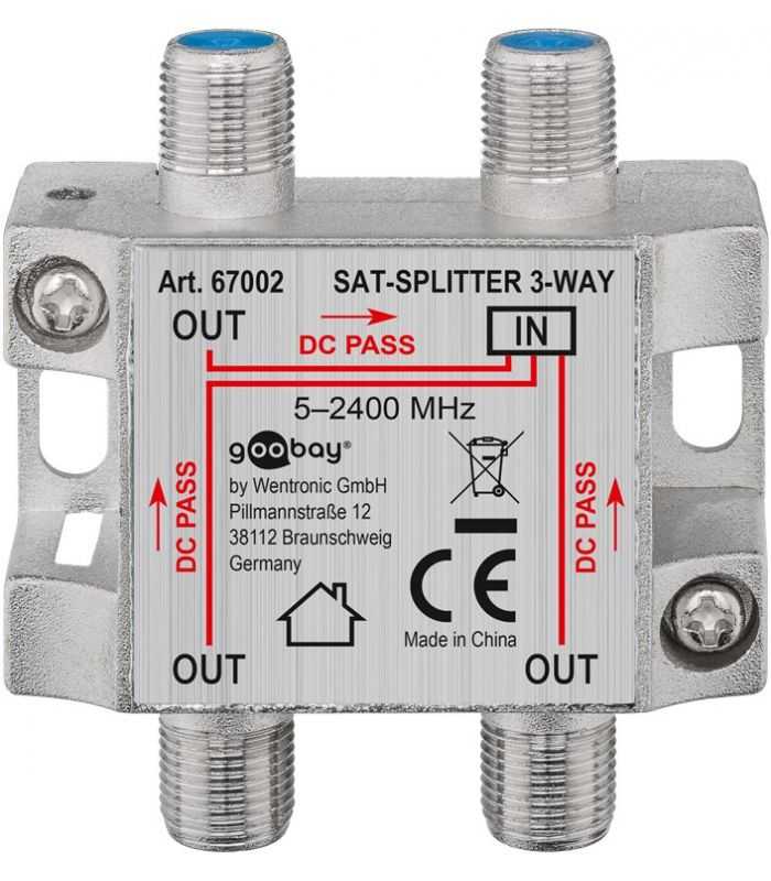 Splitter SAT 3 iesiri pentru dispozitive prin satelit 5-2400MHz Goobay 67002