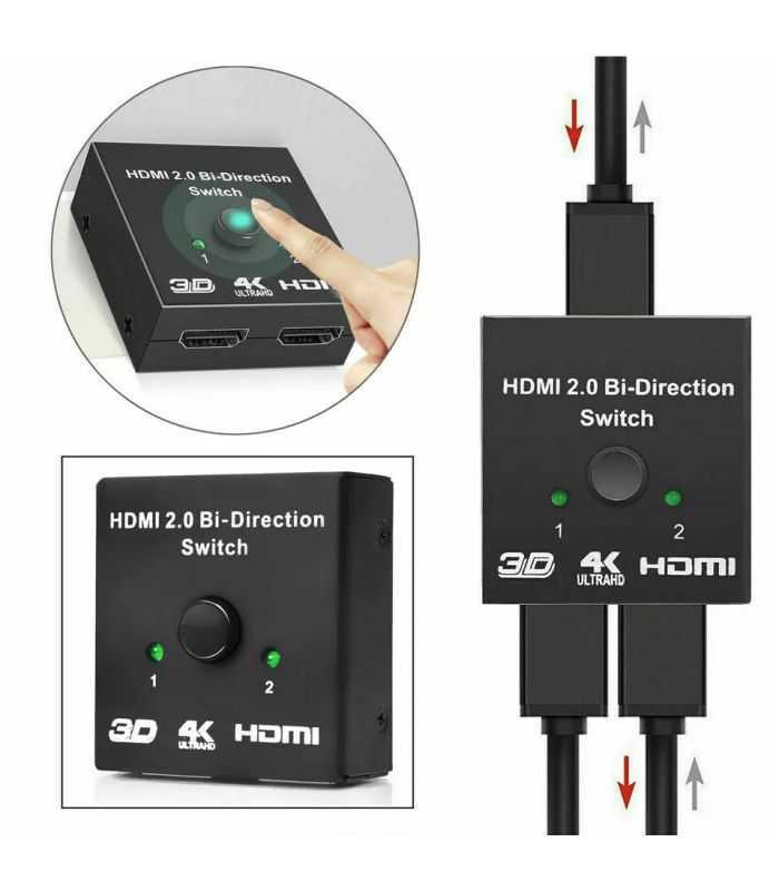 Splitter Switch Adaptor Hdmi Bidirectional 1x 2hdmi Sau 2x 1hdmi