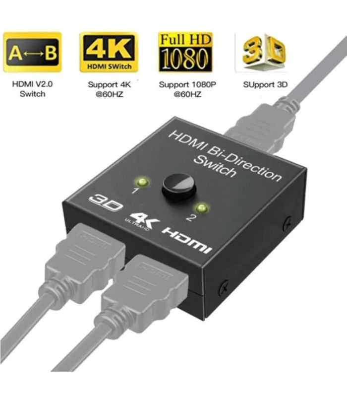 Splitter Switch Adaptor Hdmi Bidirectional 1x 2hdmi Sau 2x 1hdmi