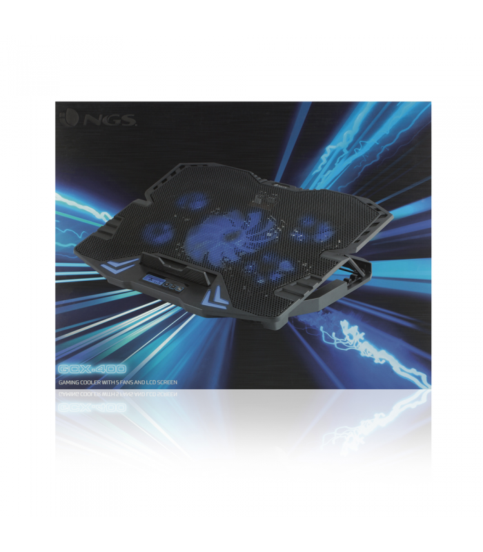 stand cu sistem de racire pentru notebook gaming 5 ventilatoare si ecran lcd ngs 4