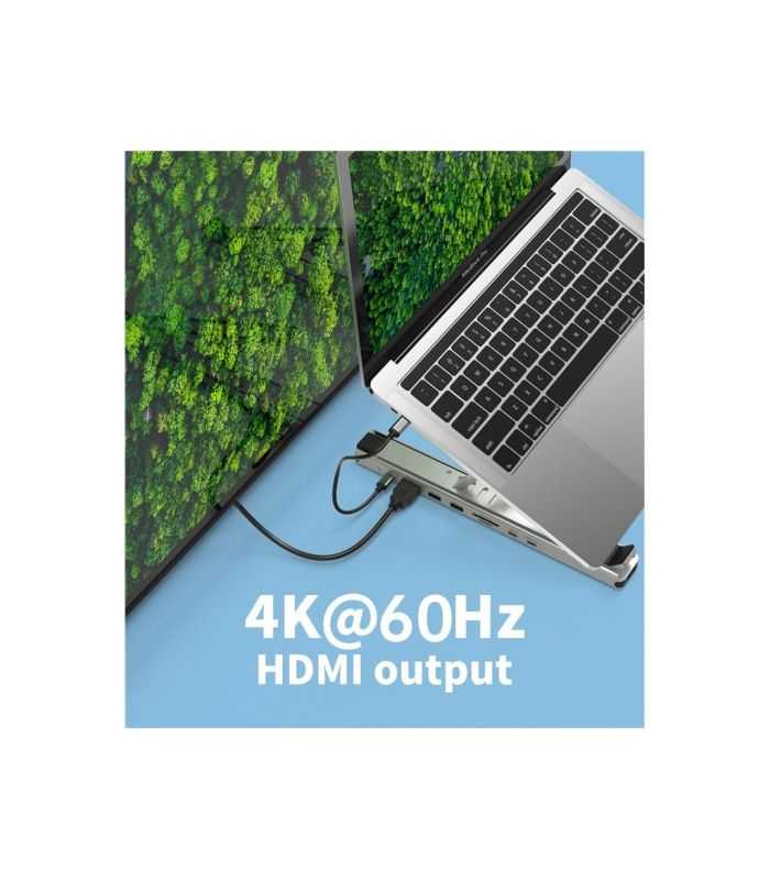 Stand Laptop 9in1 Si Hub Usb Type C Docking Station Reglabil Aluminiu Choetech Hub M43 Sl V1
