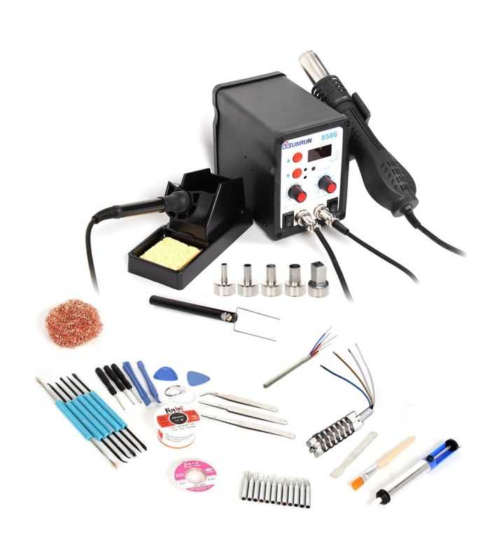 Statie De Lipit Cu Aer Cald Si Letcon De Lipit Lcd Accesorii 8586d Sunrun