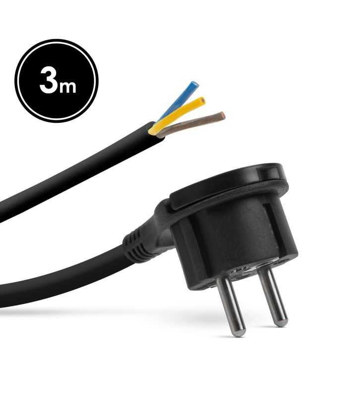 Stecher cu clema si cablu de 3m 3x1.5mm2 cu fire libere negru delight