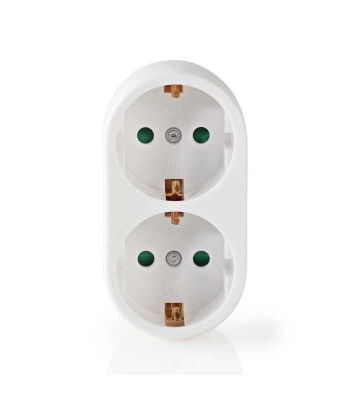stecher dublu 2x schuko 16a 3500w protectie contacte alb nedis 4
