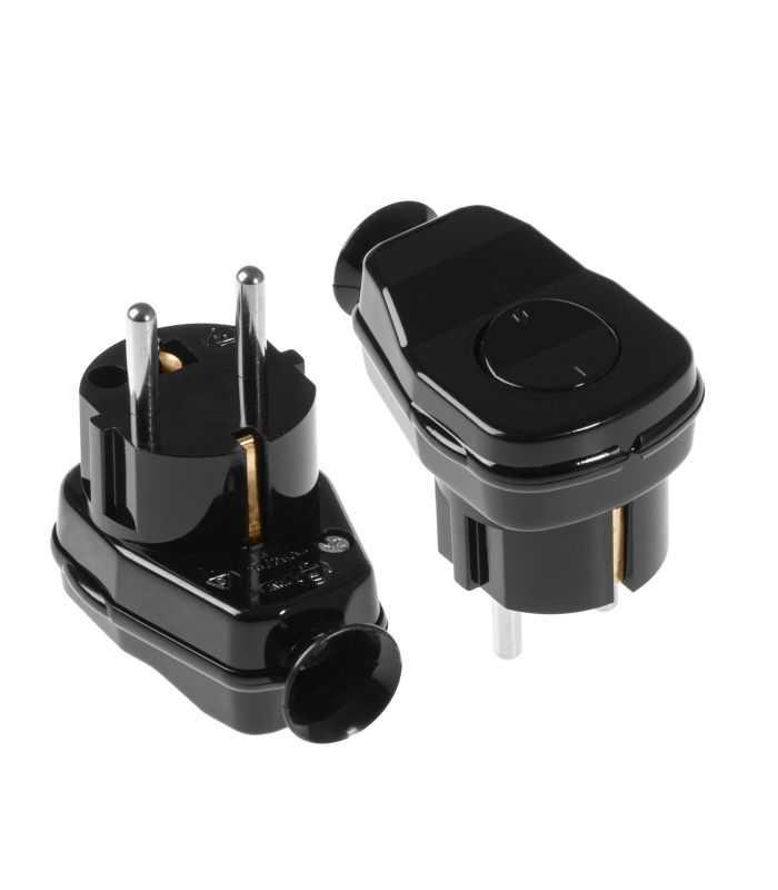 Stecher Shuko Iesire Laterala Negru Cu Intrerupator Wt 16u Lk Bk Plastrol