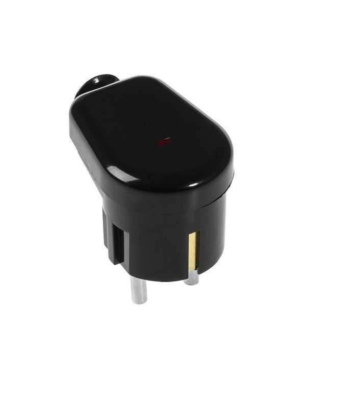 Stecher Shuko iesire laterala negru cu martor LED WT-16U/S/BK Plastrol