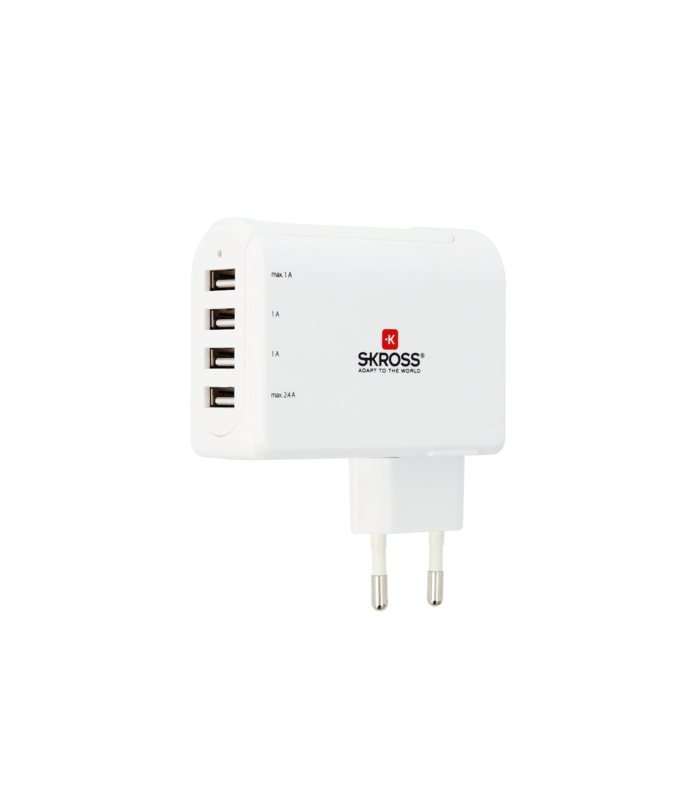 Stecher Skross EU cu 4 porturi USB alb 3x 1A 1x 2.4A