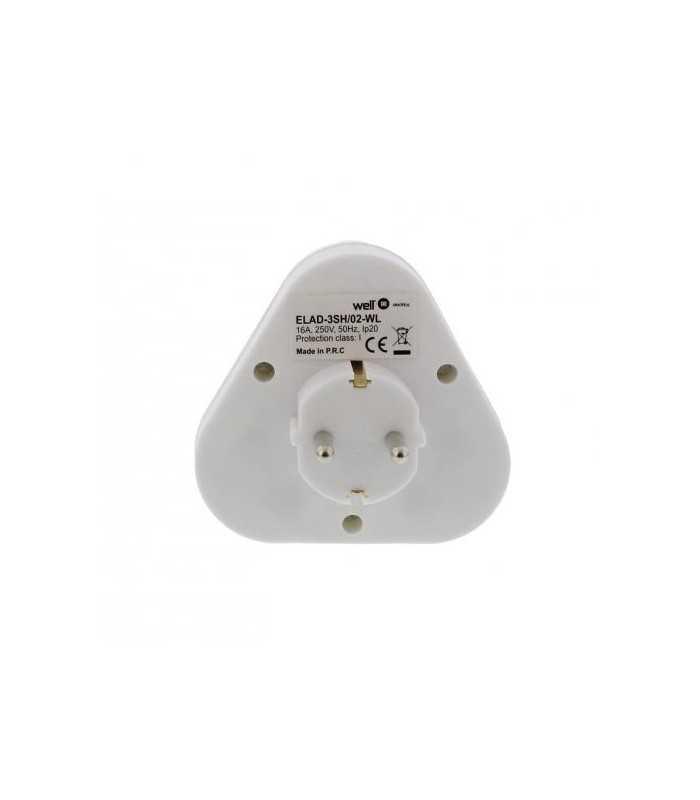 stecher triplu cu contact protectie 3x schuko well 2