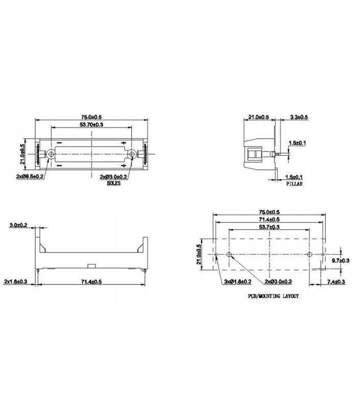 suport acumulator mr18650 x1buc pentru pcb comf bhc 18650 1p 4