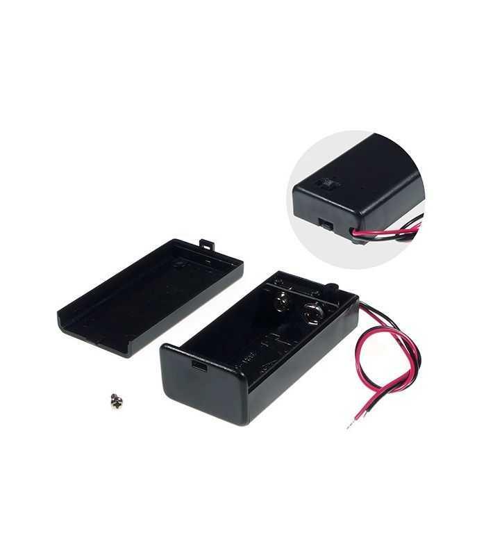 Suport baterie 1x 9V 6F22 6LR61 cu fire 150mm cu comutator neagra COMF SBH-9VAS