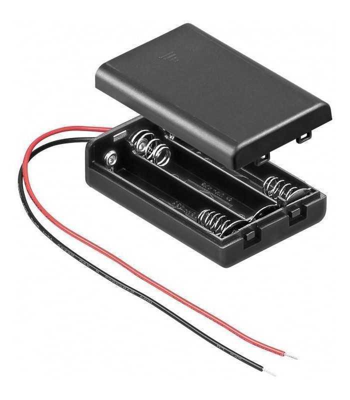 Suport baterie 3x AAA R3 cu capac si fire Goobay