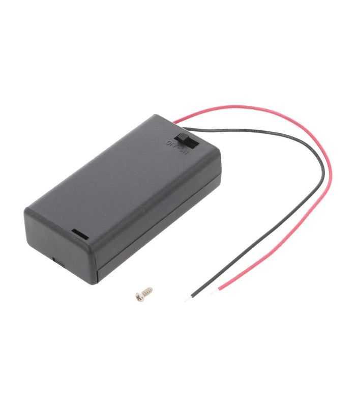 Suport baterii 2x AA R6 cu cabluri si comutator COMF SBH-321-3AS