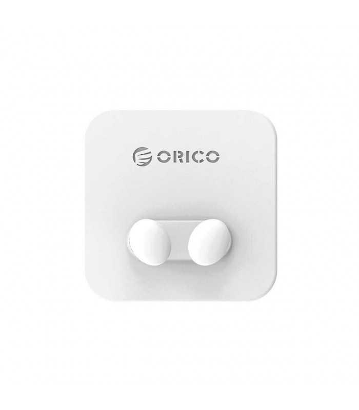 Suport cabluri Orico WT2 alb silicon banda adeziva aplicata 1 locas cablu 60x60x23mm 2 suporti