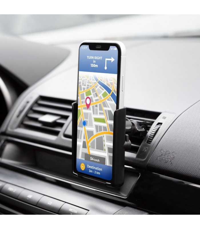 suport de telefon cu fixare in grilajul de aerisire auto negru mnc 1