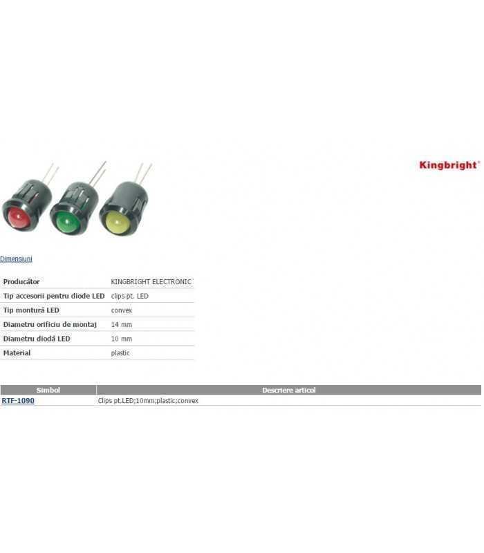 suport pentru led 10mm plastic convex kingbright electronic rtf 1090 3